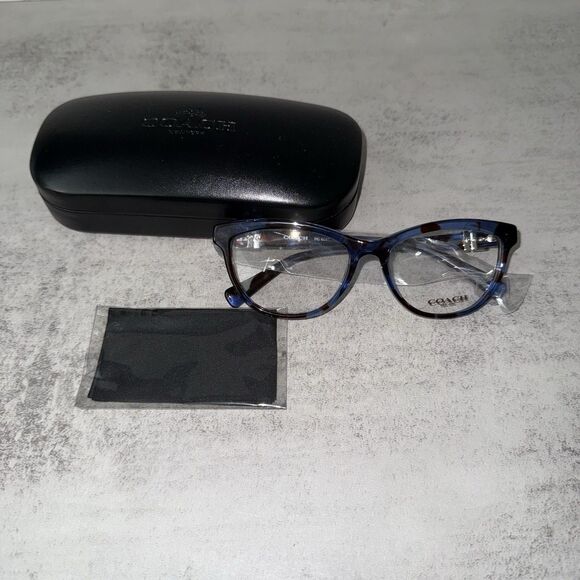 Coach HC6087-5392 Eyeglasses Blue Tortoise w/demo lens 53mm - Picture 1 of 8